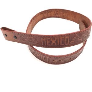 Vintage Tooled Leather Mexico Belt 38